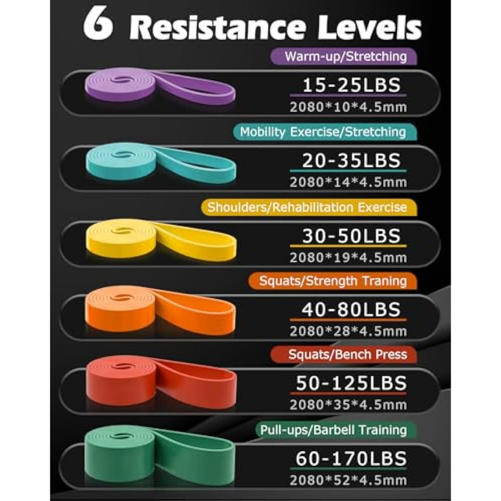 Zacro Pull Up Resistance Bands Set - 6 Levels for Home Gym & Strength