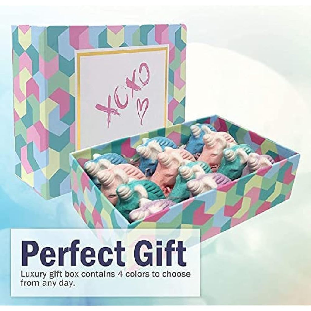 Jolof Store Unicorn Kids Bath Bombs – 12pc Glitter Gift Set with Shea Butter