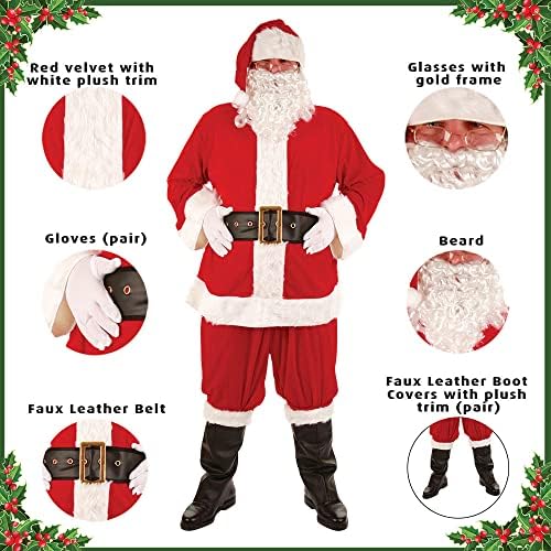 Santa Suit Deluxe 8pc Christmas Costume by Wicked Costumes |