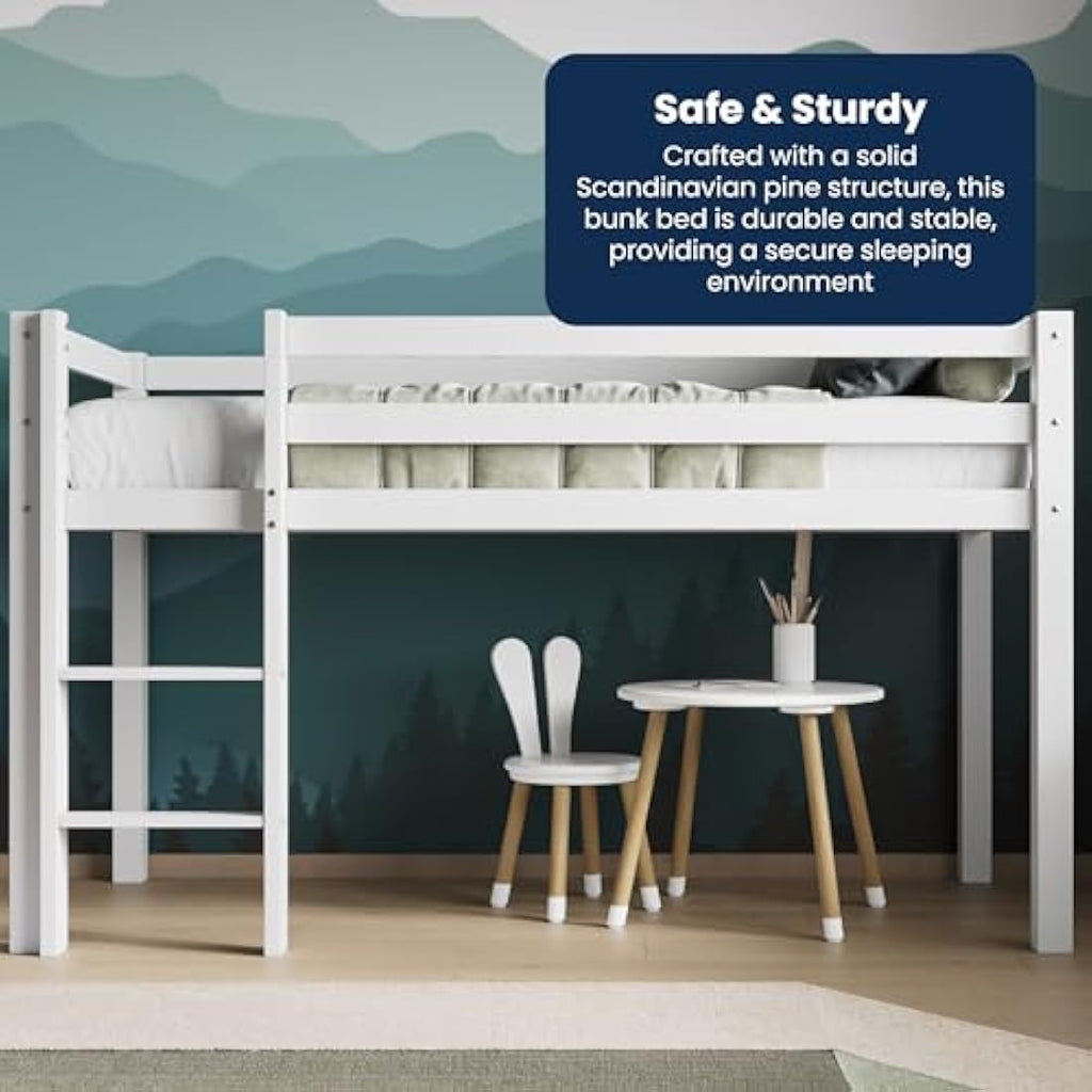 Flair Furnishings Kids Mid Sleeper Cabin Bed - White Pine Wood