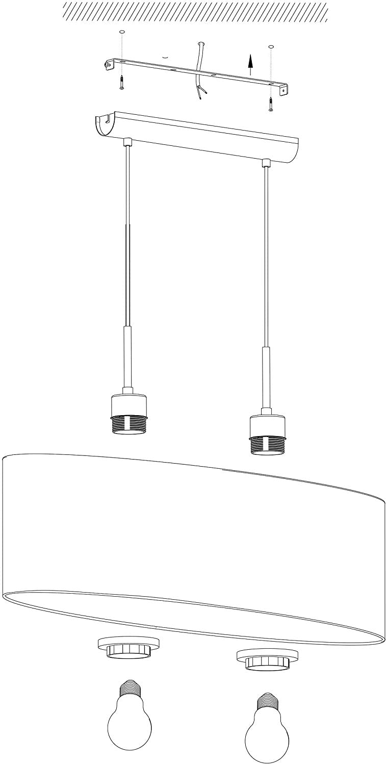 Eglo Pasteri Oval Fabric Pendant Light | Matt Nickel & Grey – 75cm