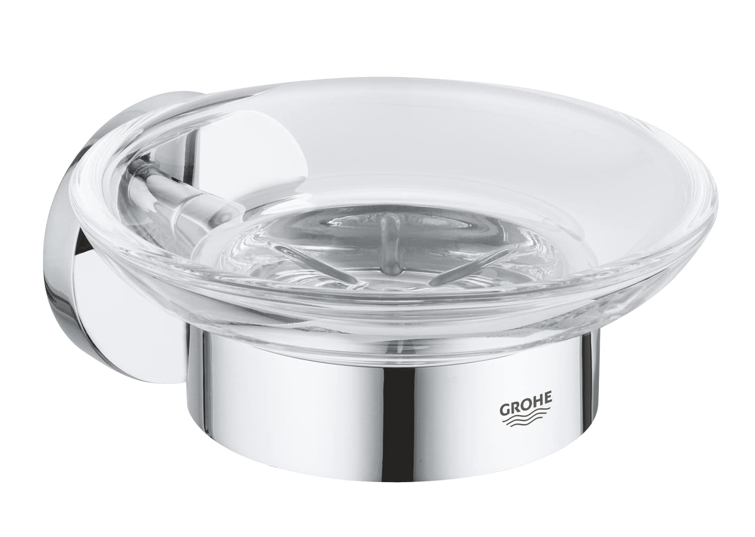 GROHE Start QuickFix Soap Dish with Holder – Chrome Metal and Glass