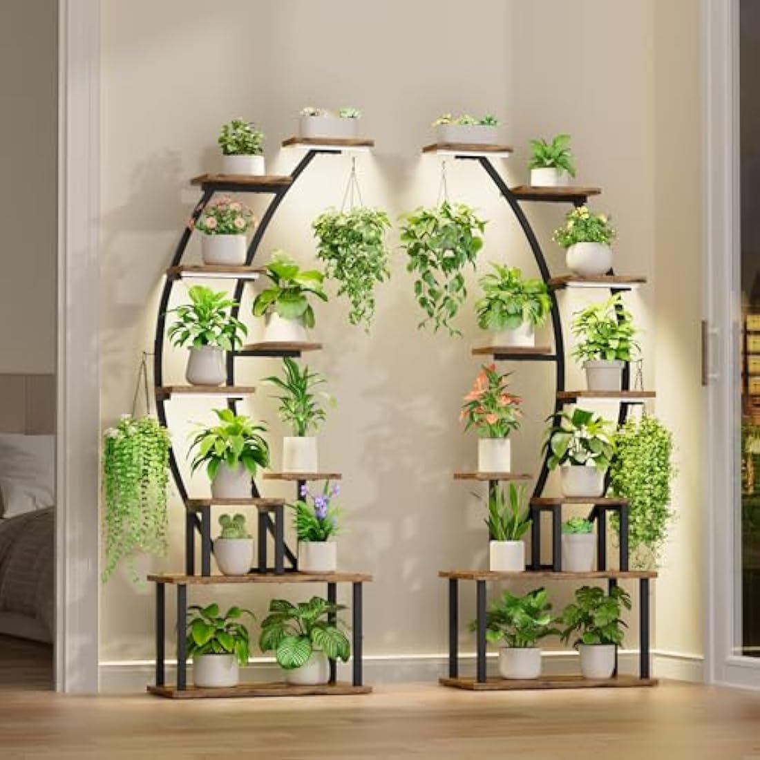 BACEKOLL 9-Tier Indoor Plant Stand with Grow Lights | 63" Metal Shelf