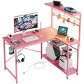 Bestier L-Shaped Gaming Desk with LED Lights and Power Outlets – 106cm