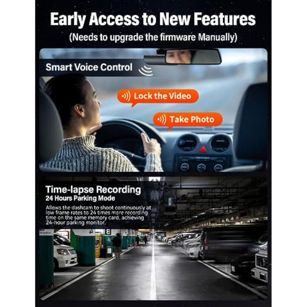 IIWEY EY02 4K Dual Dash Cam – Front and Rear Car Camera with 5GHz WiFi