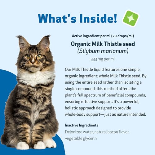 Pet Wellbeing Milk Thistle for Cats – Liver Support Supplement, 2 oz