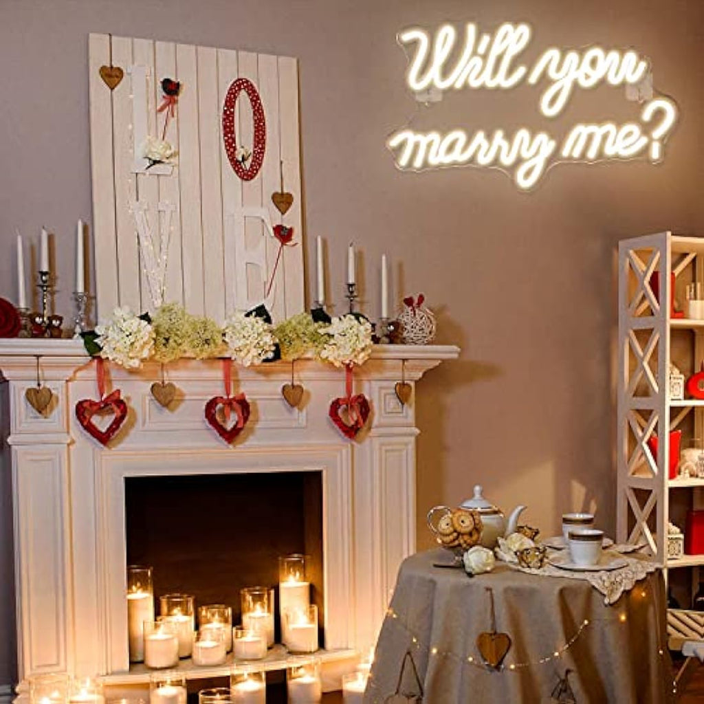 Wanxing Will You Marry Me Neon Sign – Warm White LED Proposal Decor