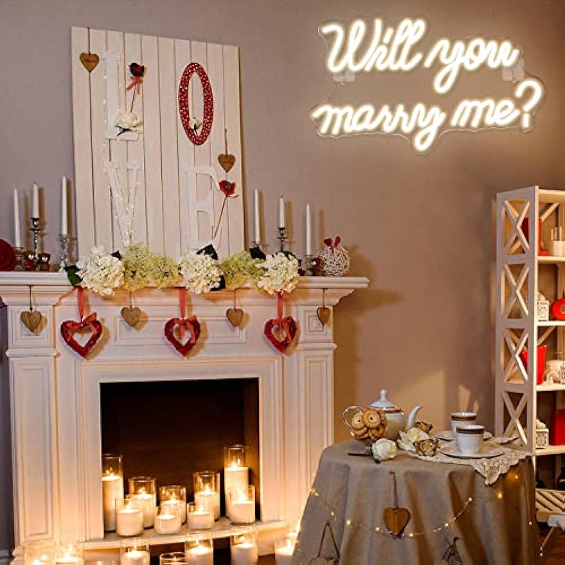 Wanxing Will You Marry Me Neon Sign – Warm White LED Proposal Decor