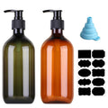 2 Pack Amber Soap Dispenser, 500ML/17oz Refillable Empty Press Pump Bottles, Plastic Liquid Soap Dispenser Storage Holder Container for Lotions