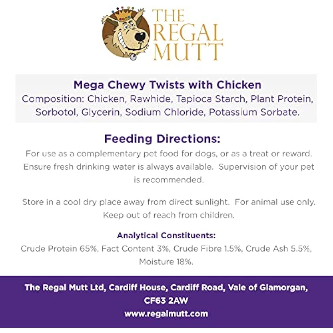 The Regal Mutt Natural Chicken & Rawhide Dental Dog Chews - 18 Pack