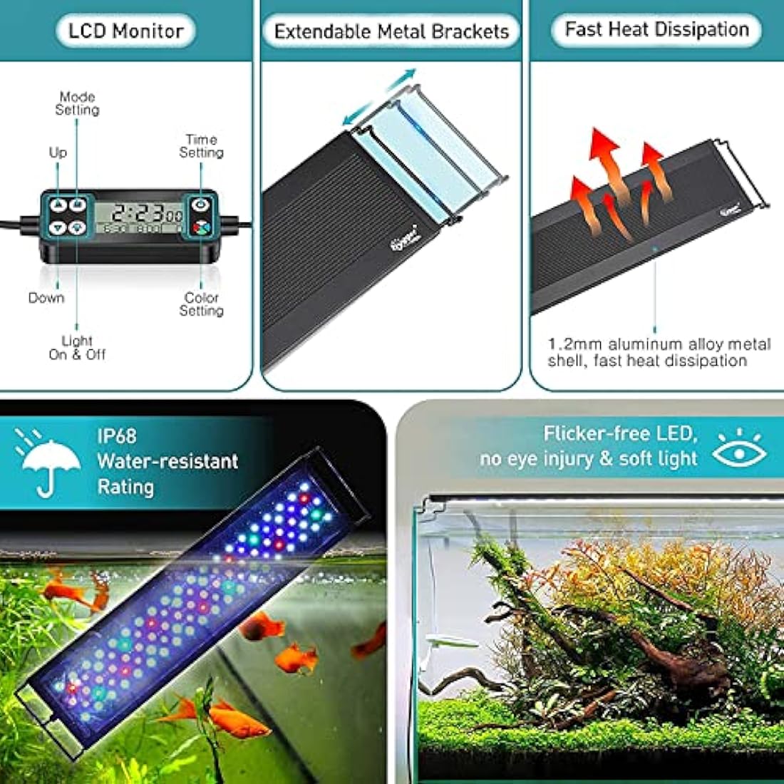 Hygger Full Spectrum LED Aquarium Light | 24/7 Cycle for 45-60cm Planted Tank