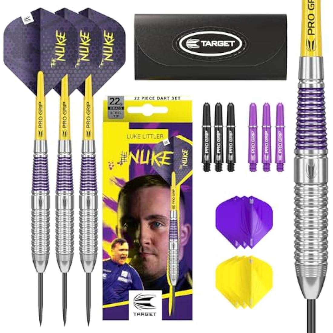 Target Darts Luke Littler Steel Tip Brass Dart Set – 85-Piece Nuke Edition