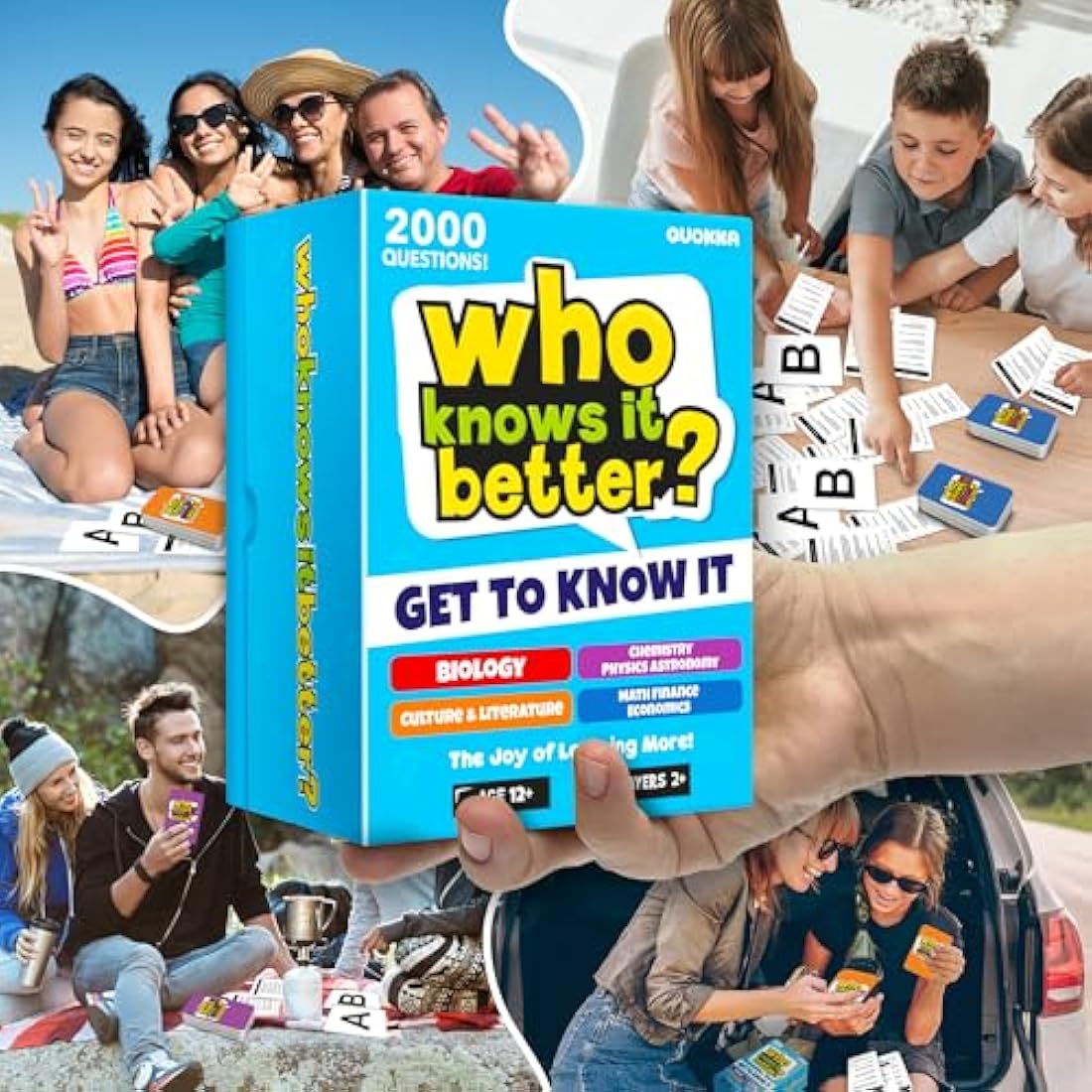 QUOKKA 4-in-1 Trivia Card Game | Educational Family Board Game