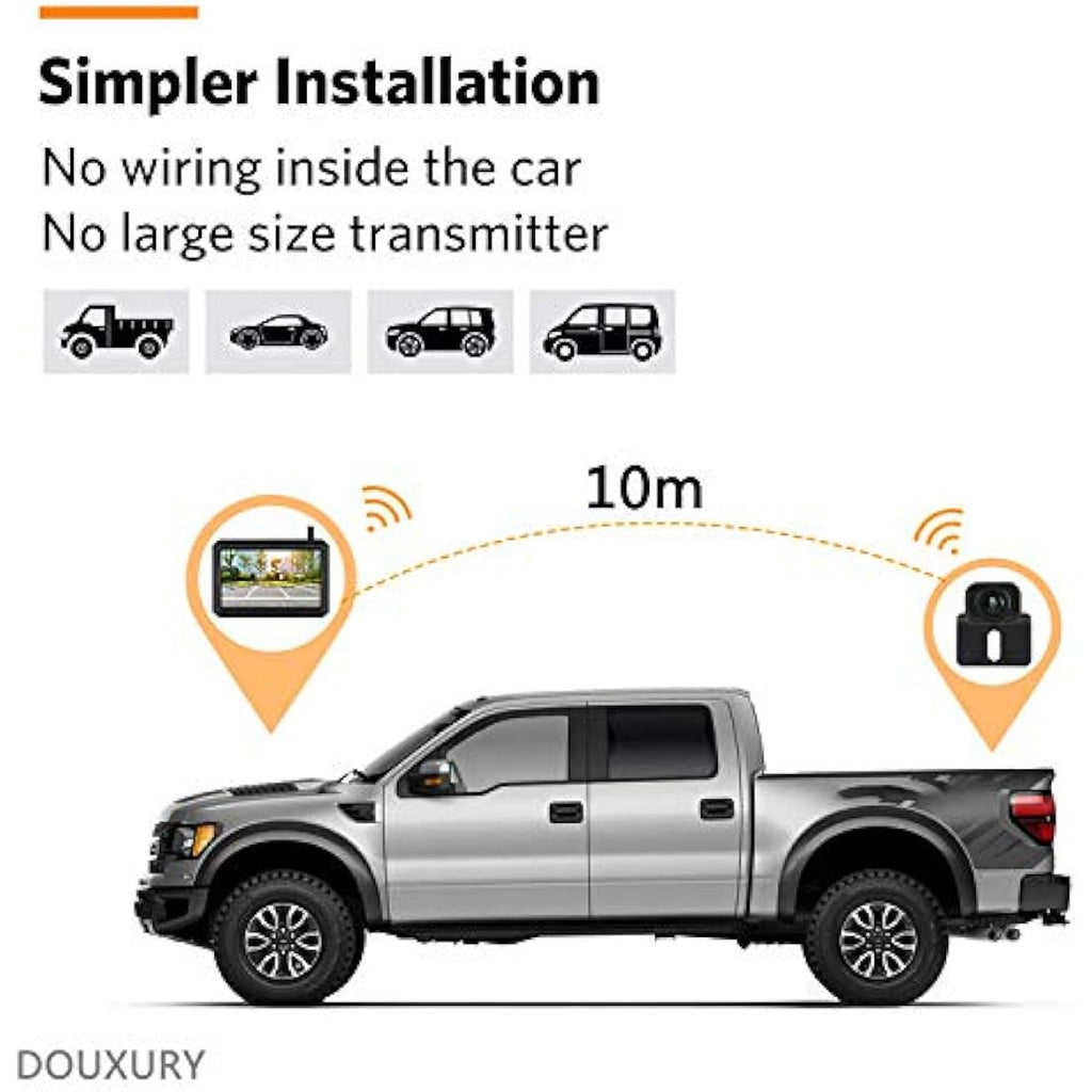 DOUXURY Wireless Reversing Camera Kit | 4.3'' LCD Monitor & IP68 Waterproof
