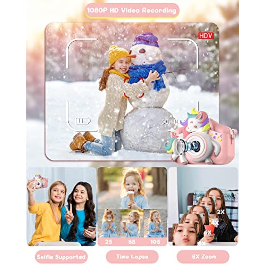 Gofunly Kids Digital Camera | 1080P HD Selfie Toy with 32GB Card