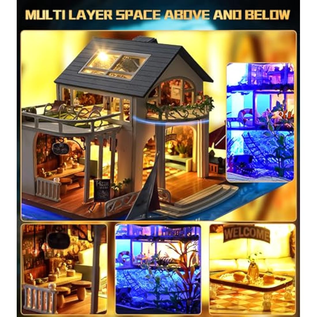 Spilay DIY Miniature House Kit: 1:24 Scale Wooden Dollhouse with Music Box