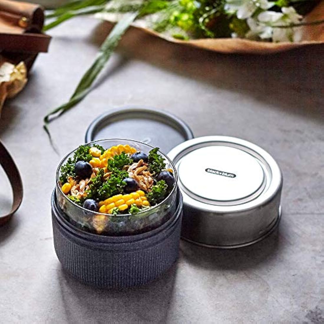 Black+Blum Glass Lunch Pot – 600ml Leakproof Meal Prep Bowl, Slate