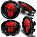 Biomar Labs 68mm BMW Wheel Centre Hub Caps - Red Black Skull - 4 Pack