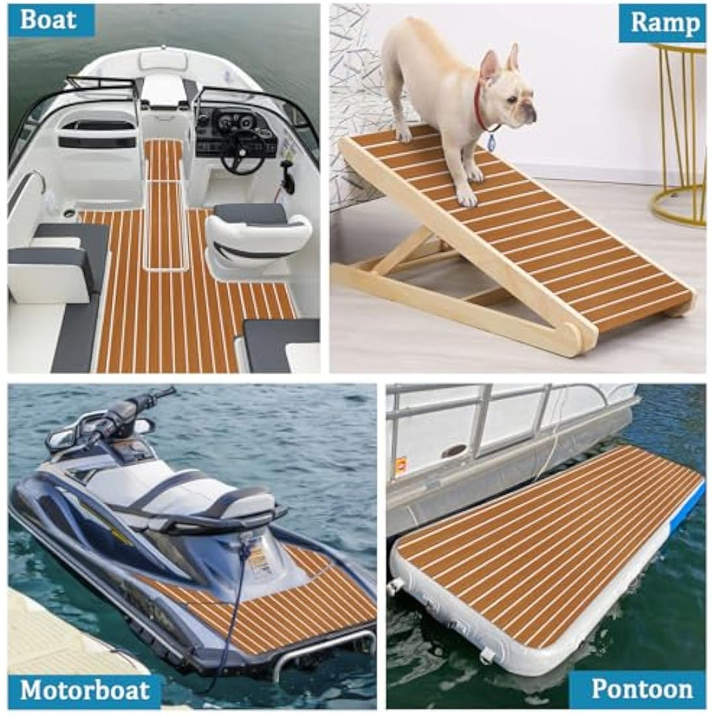 Jolof Store EVA Foam Boat Flooring – Non-Slip Faux Teak Marine Decking
