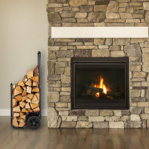 Relaxdays Steel Log Cart – Firewood Trolley with Wheels, 60kg Capacity