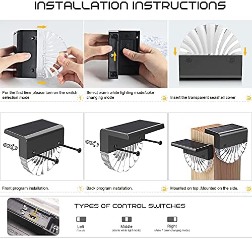 Auting Solar Garden Lights - 6 Pack Waterproof LED Fence & Patio Lighting