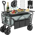 YITAHOME Folding Beach Wagon with Table | 220 lbs Heavy Duty Trolley