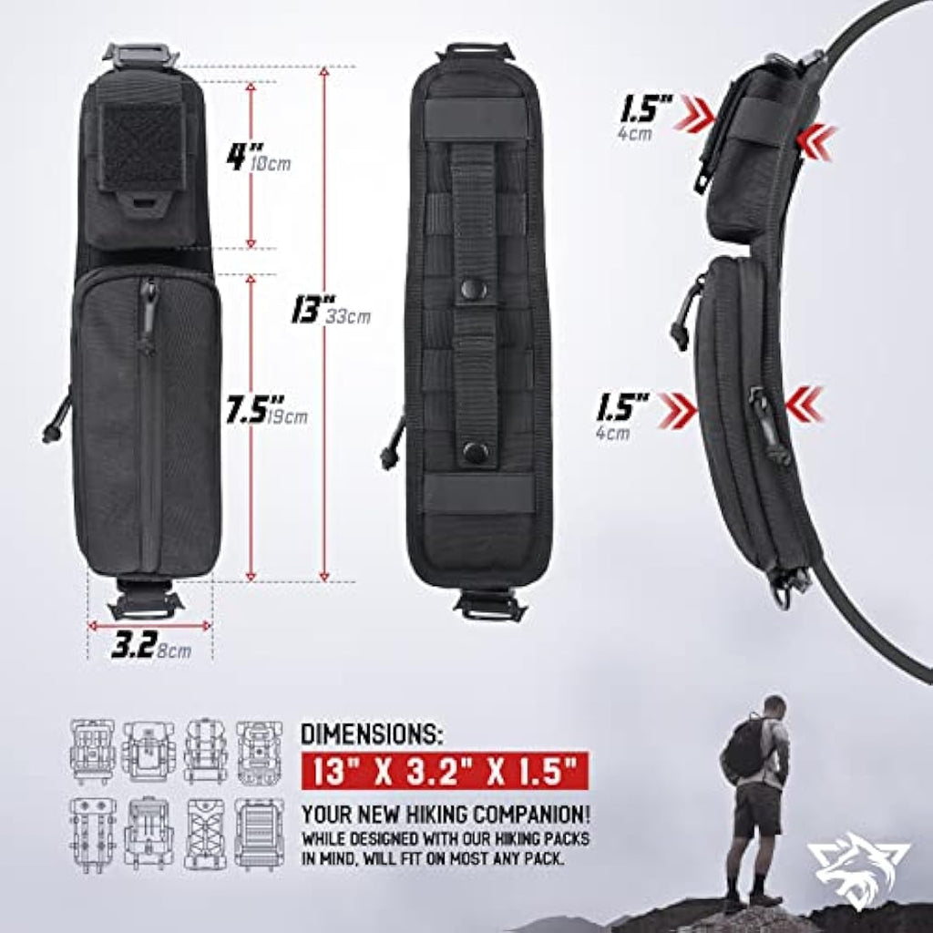 WYNEX Tactical MOLLE Shoulder Strap Pouch | Double Zipper EDC Phone Bag