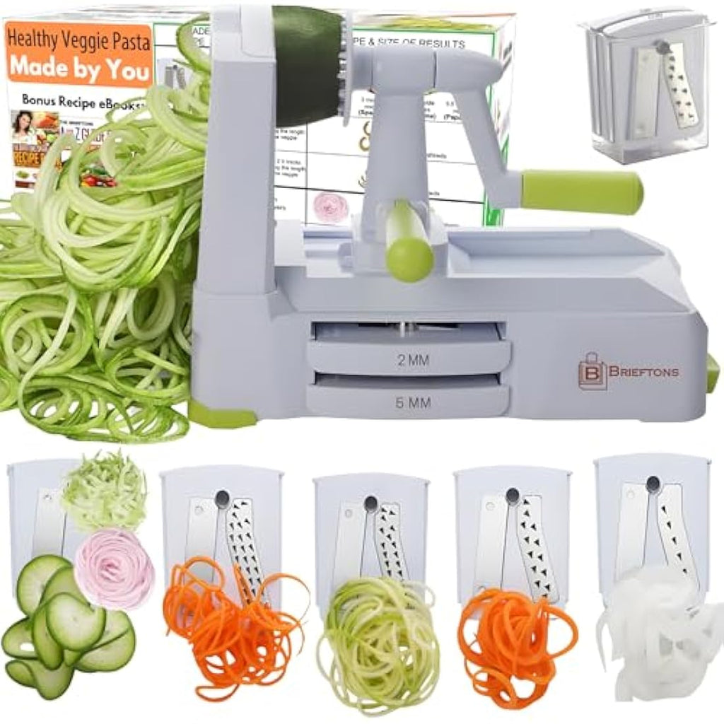 Brieftons 5-Blade Vegetable Spiralizer – Stainless Steel Zoodle Maker