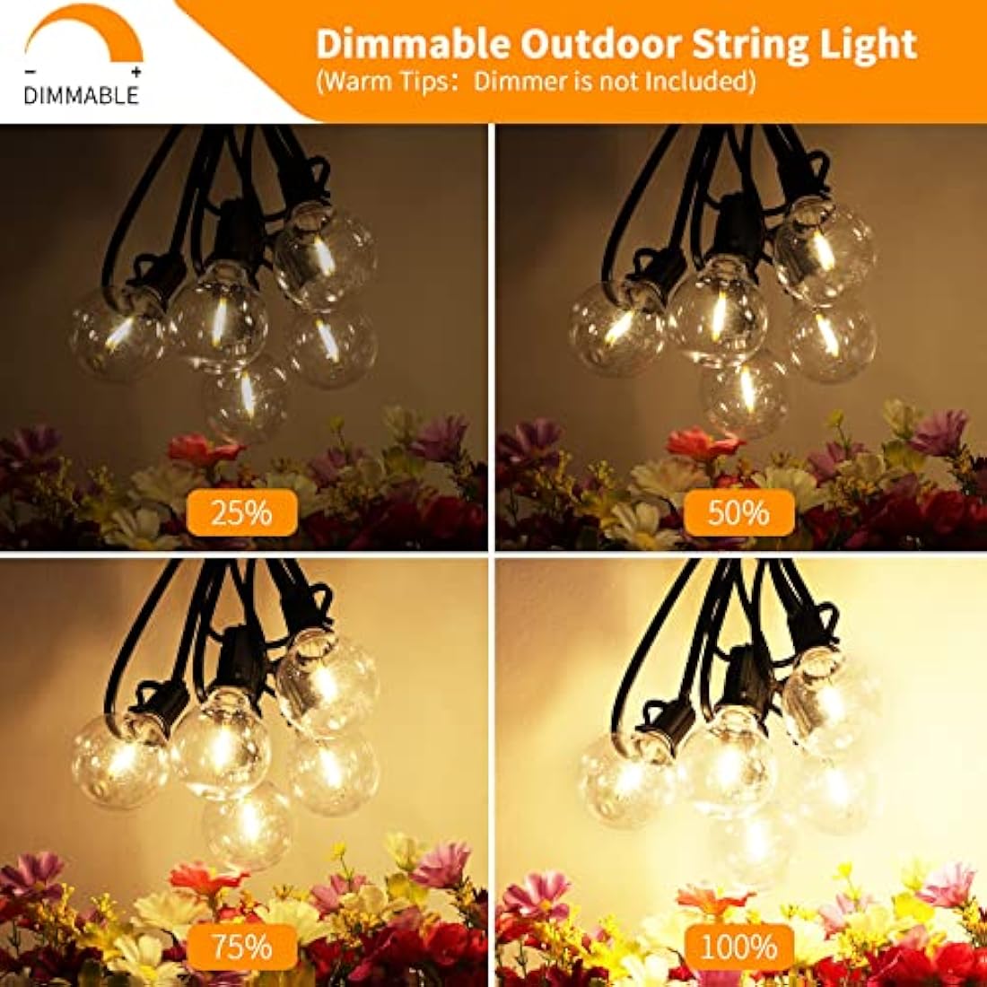 Yuucio 100FT Outdoor LED String Lights – Waterproof G40 Shatterproof Bulbs