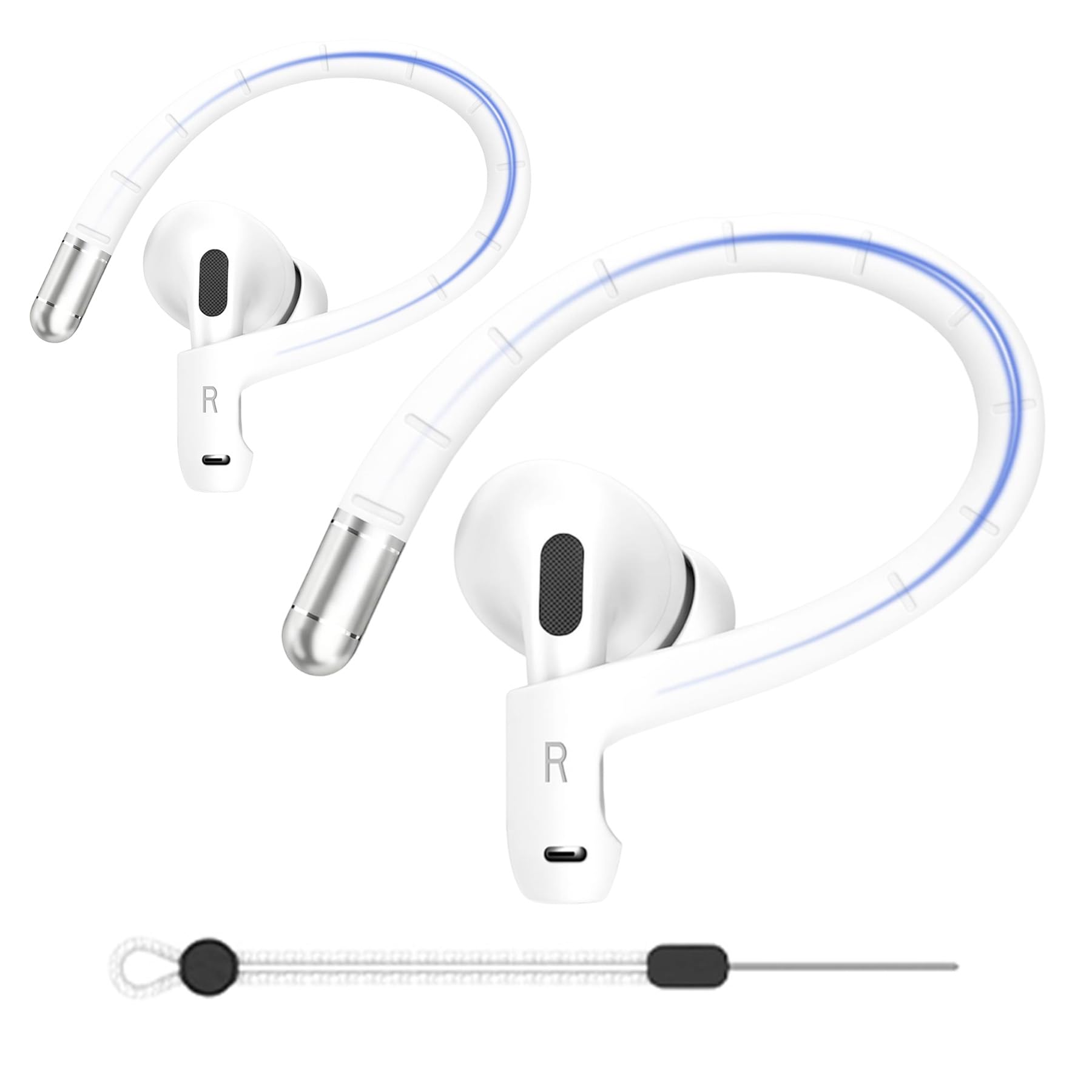 Adhiper Anti-Slip Sports Ear Hooks for AirPods 4/3/Pro 2 – White