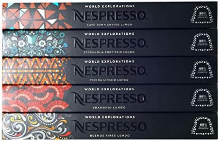 Nespresso World Explorations Lungo Coffee Pods - 50 Capsule Variety Pack