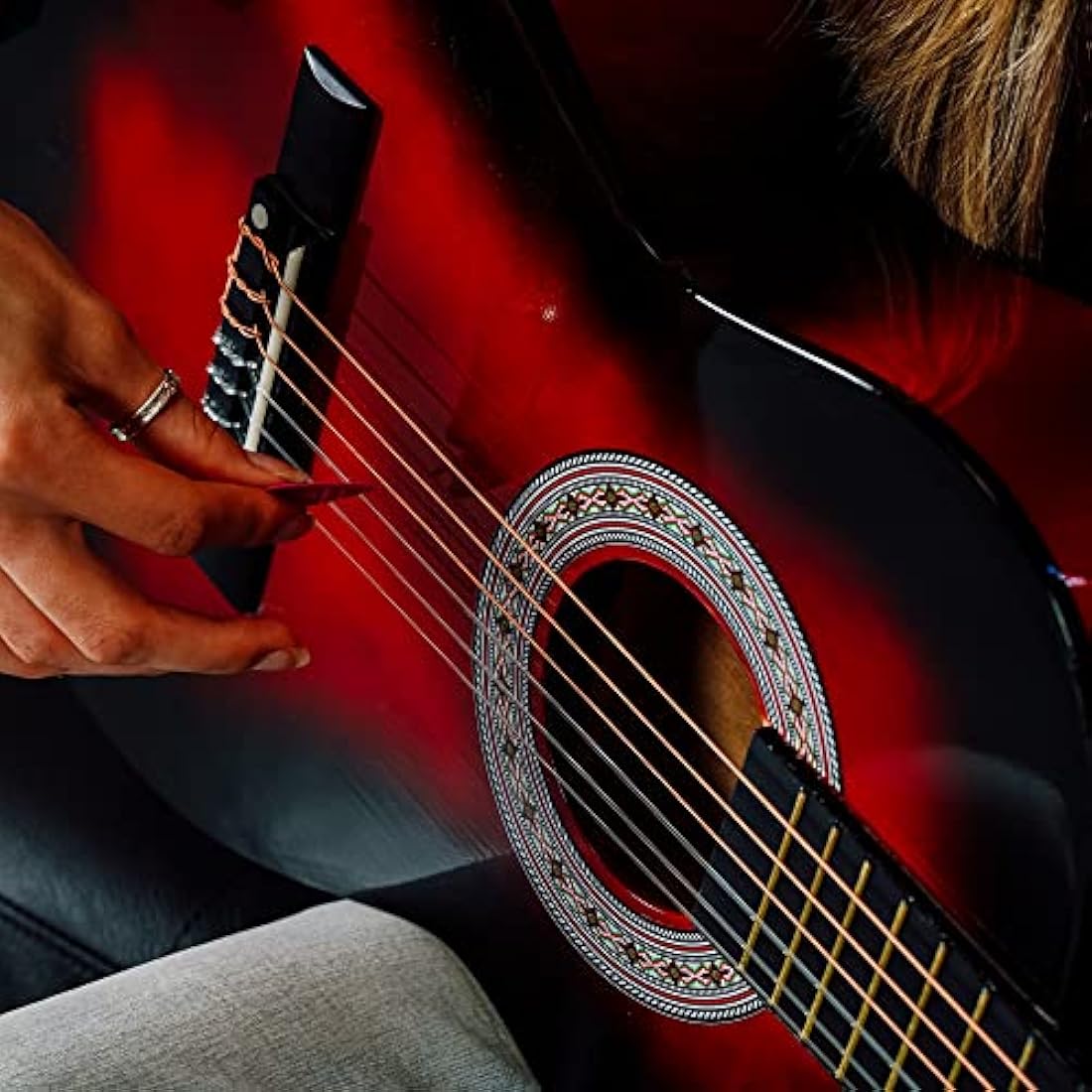 3rd Avenue 3/4 Kids Classical Guitar Bundle | Nylon String - Red