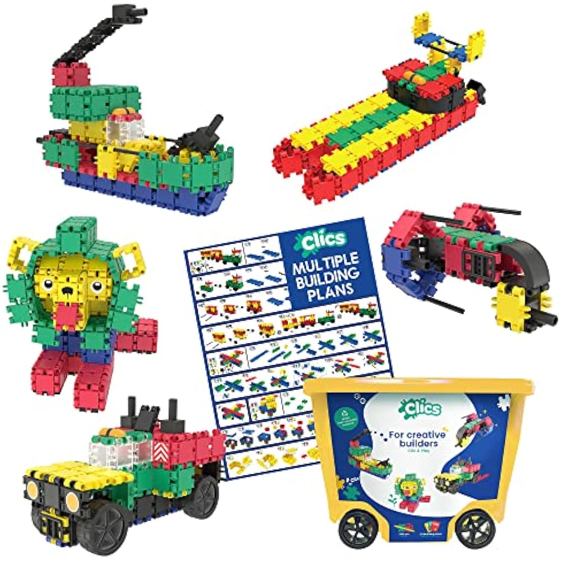 Clics STEM Construction Toys – 560pc Recycled Plastic Building Blocks