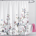 LIVETTY Floral Bird Shower Curtain | 200x200cm Extra Long Waterproof Fabric