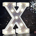 Jolof Store Silver LED Marquee Letter X – Glitter Battery Night Light