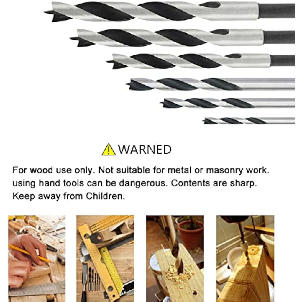 NORTOOLS 25-Piece Brad Point Wood Drill Bit Set | 1/4" Hex Shank HCS