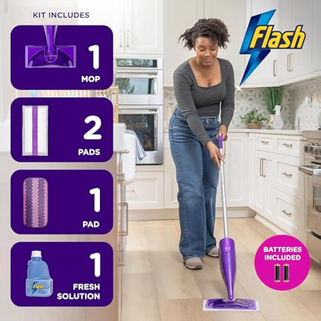 Flash Power Spray Mop Floor Cleaner Starter Kit with 3 Pads