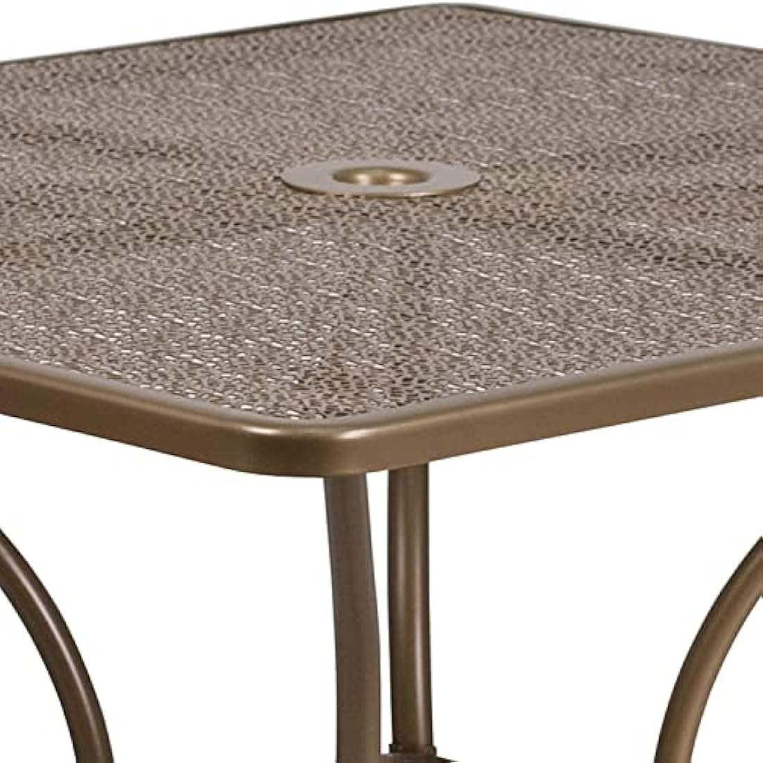 Flash Furniture Oia 35.5" Square Gold Steel Patio Table with Umbrella Hole