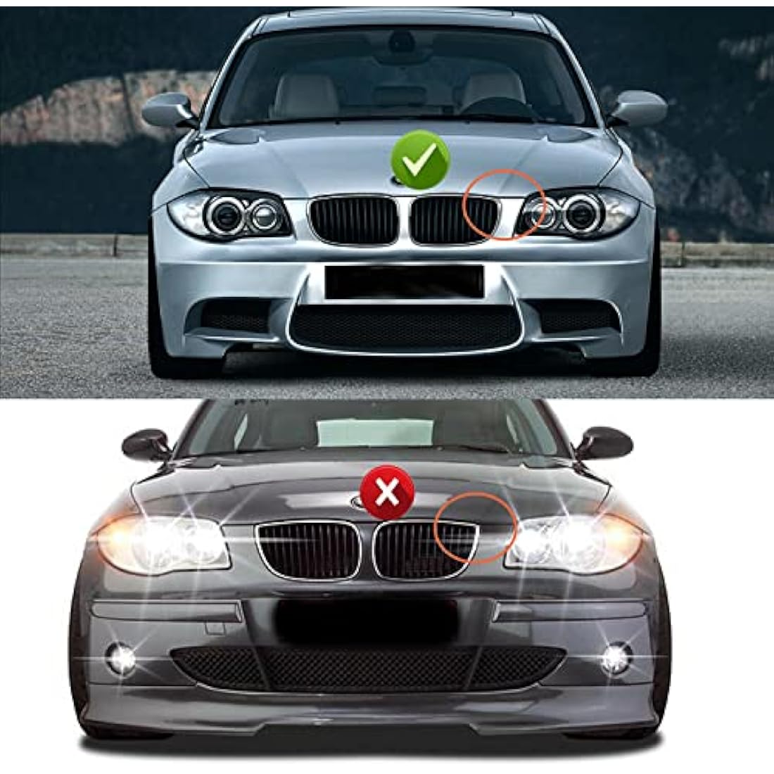 Gloss Black Dual Slat Front Kidney Grille for BMW 1 Series