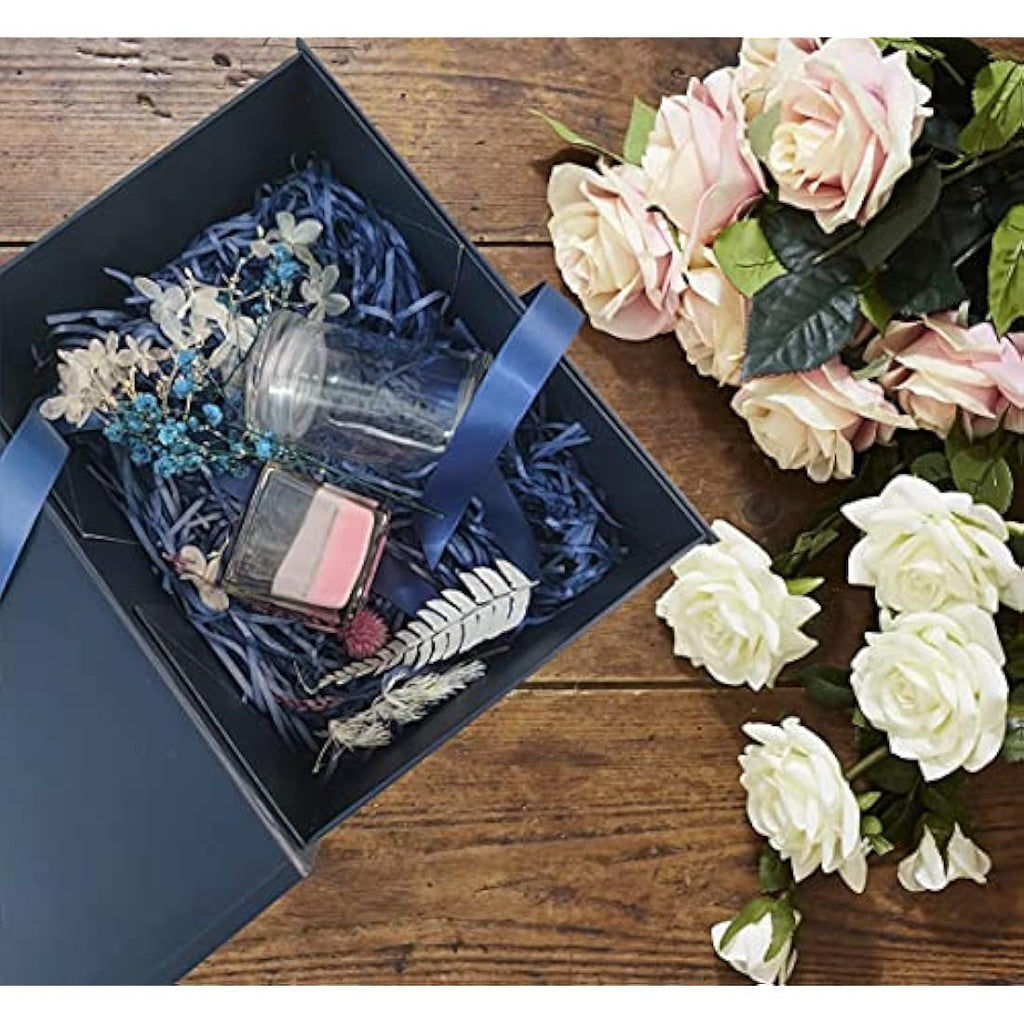 Jolof Store Blue Magnetic Gift Box with Ribbon – Large 33x26x11cm