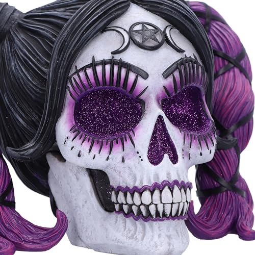 Nemesis Now Drop Dead Gorgeous Voodoo Skull Figurine – Purple Hair 20.5cm