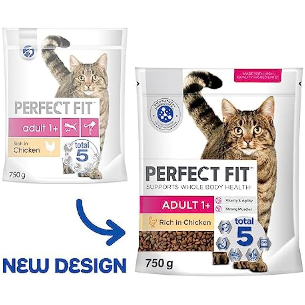 Perfect Fit Adult 1+ Dry Cat Food - Rich in Chicken - 4 x 750g Bags