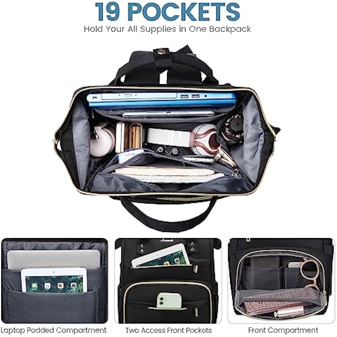 LOVEVOOK Laptop Backpack 15.6 Inch - Waterproof Travel Bag with USB Port