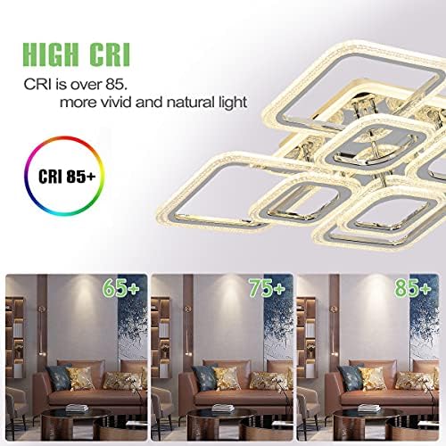 Qcyuui Modern LED Ceiling Light – Dimmable Square Flush Mount Chandelier