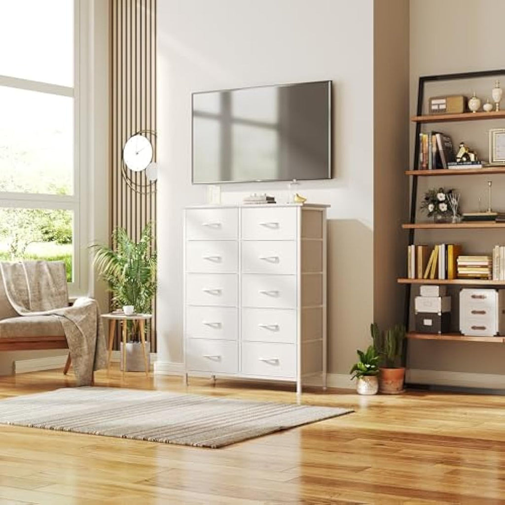 10-Drawer Fabric Chest of Drawers | Tall Storage Organizer