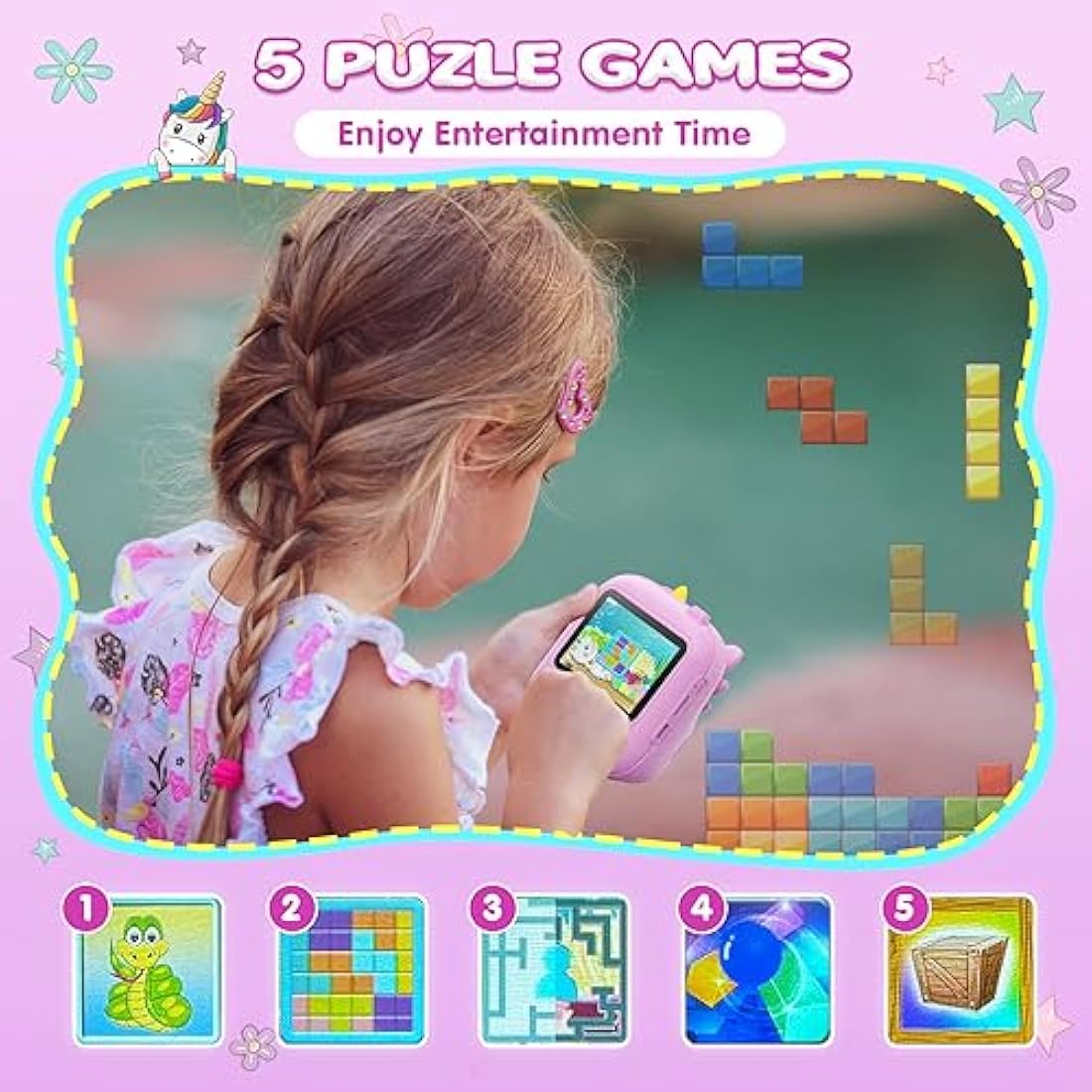 CAMCLID Kids Instant Print Camera | 1080P HD Digital Video & 32GB Card - Purple