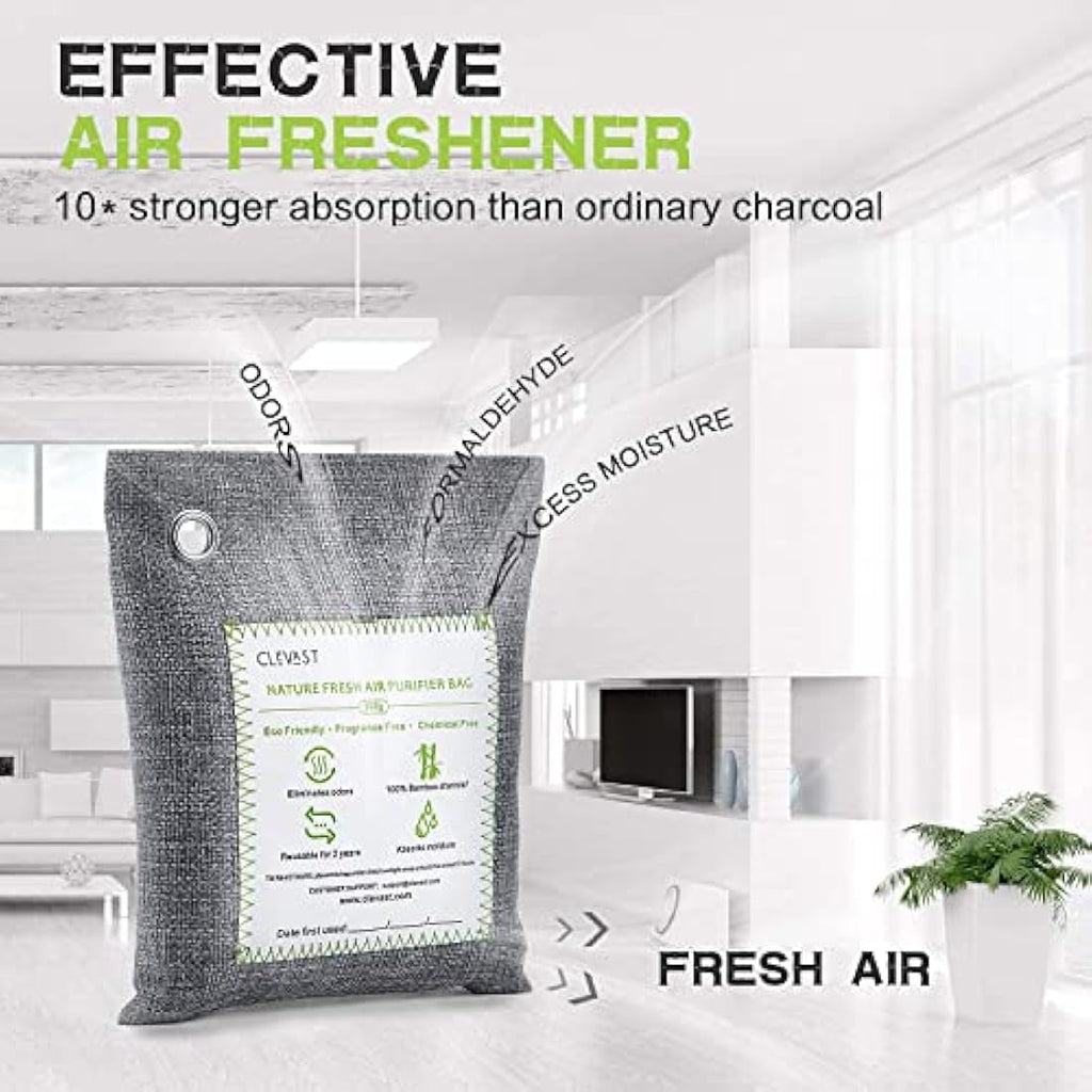 CLEVAST Bamboo Charcoal Air Purifying Bags | 4x200g Natural Odor Absorber
