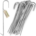 Graxury 16" Heavy Duty Galvanized Steel J Hook Rebar Stakes - 20 Pack