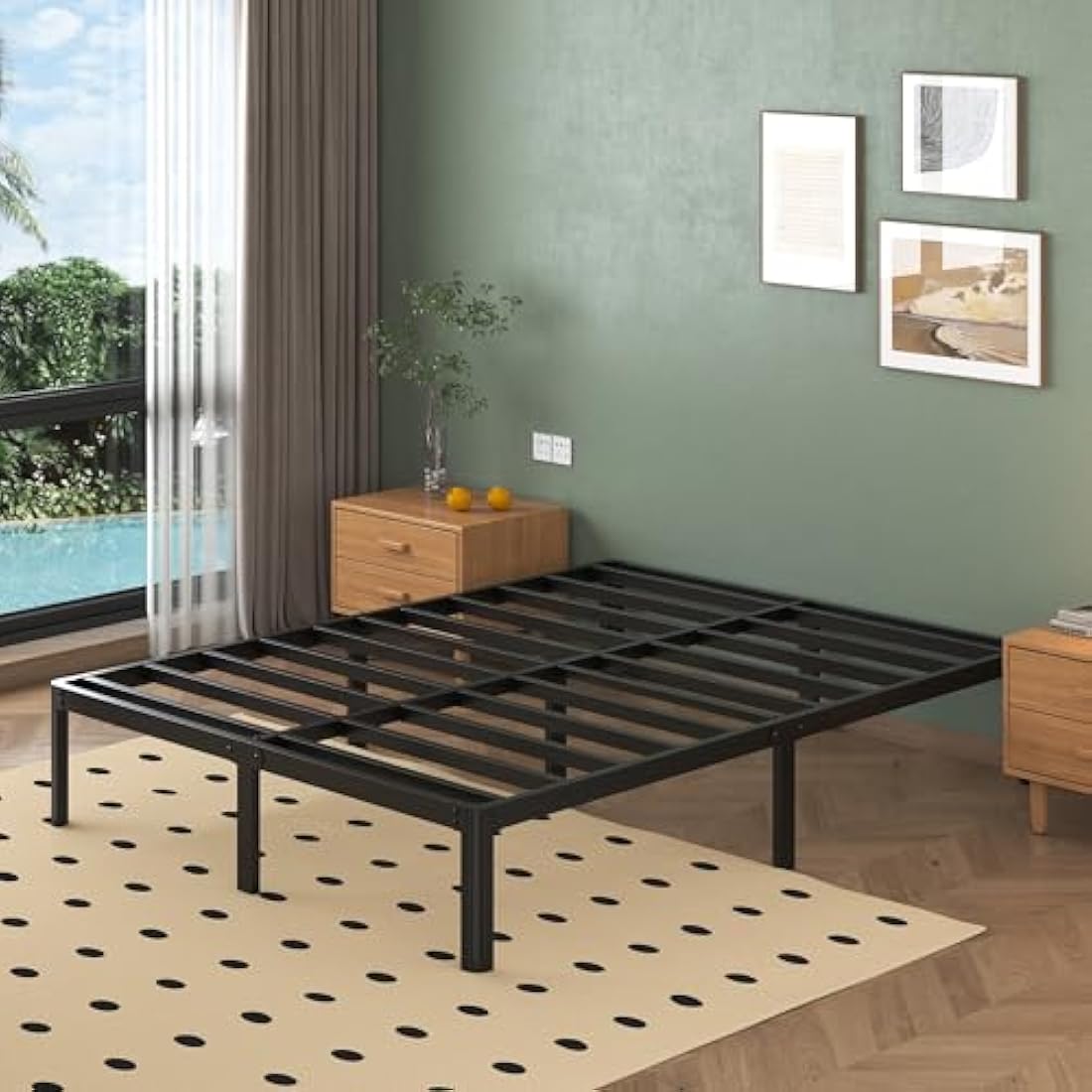 Lutown Small Double Metal Bed Frame – Heavy Duty 4ft Platform Bed