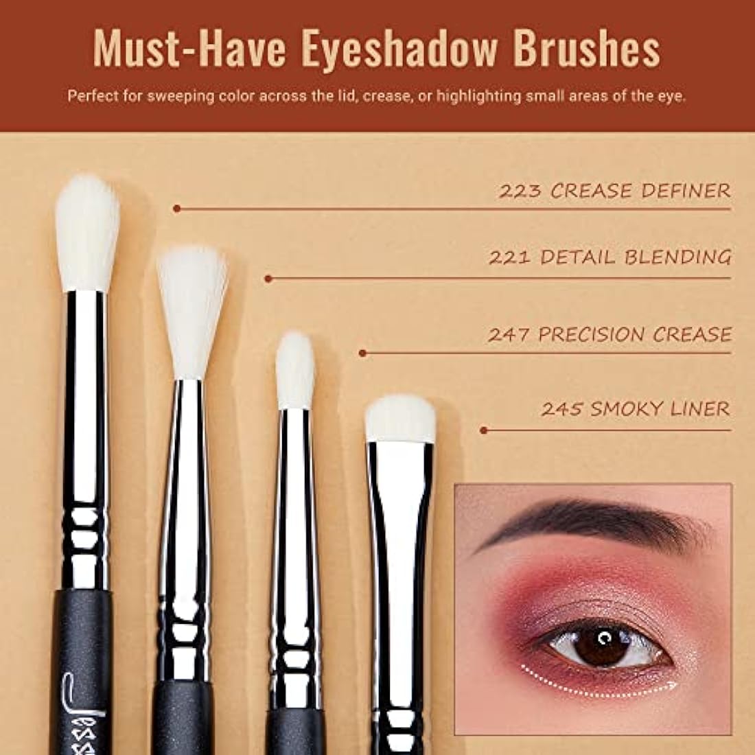 Jessup 11pcs Professional Eyeshadow Brush Set | Black Synthetic Brushes